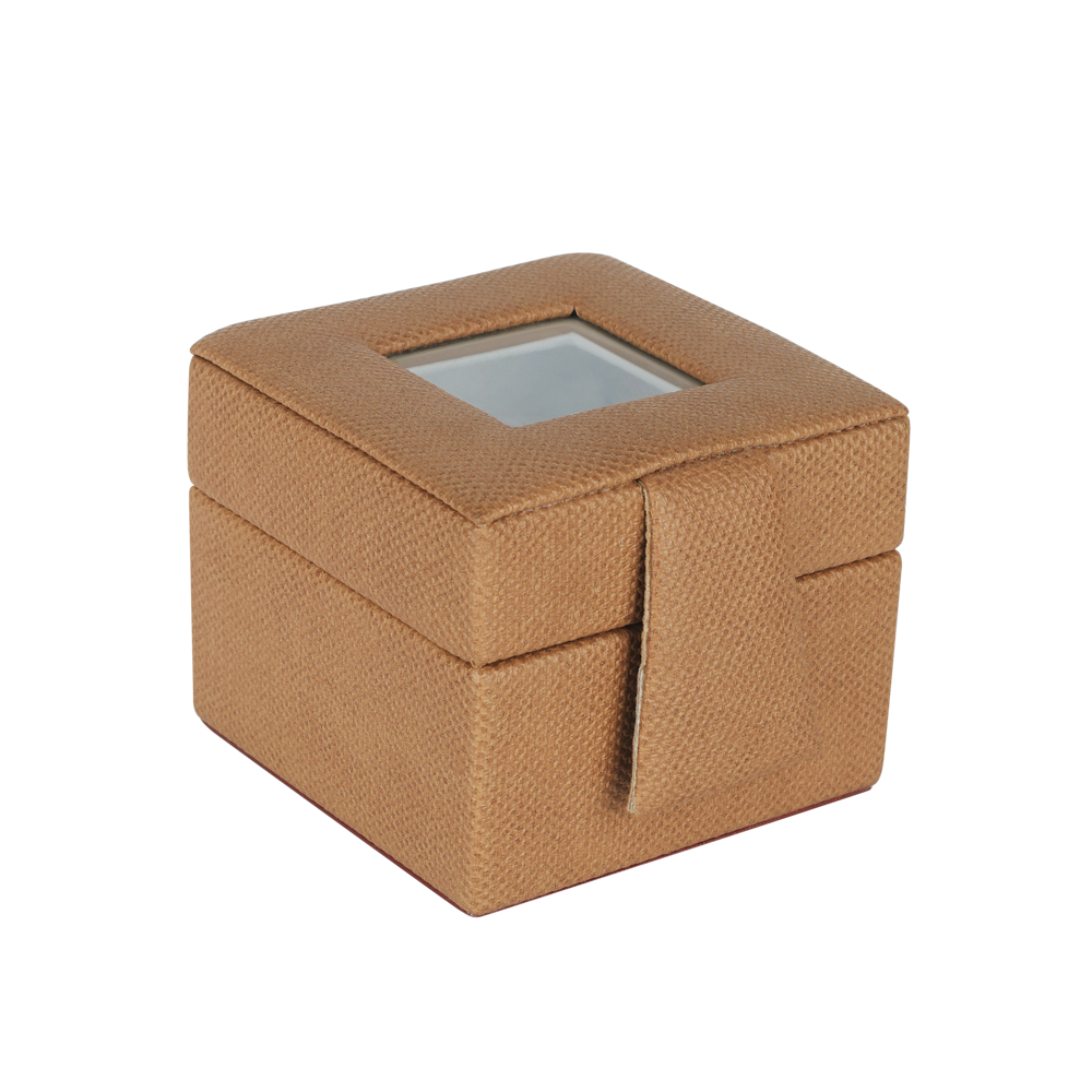 Tan Textured PU Leather Single Watch Box