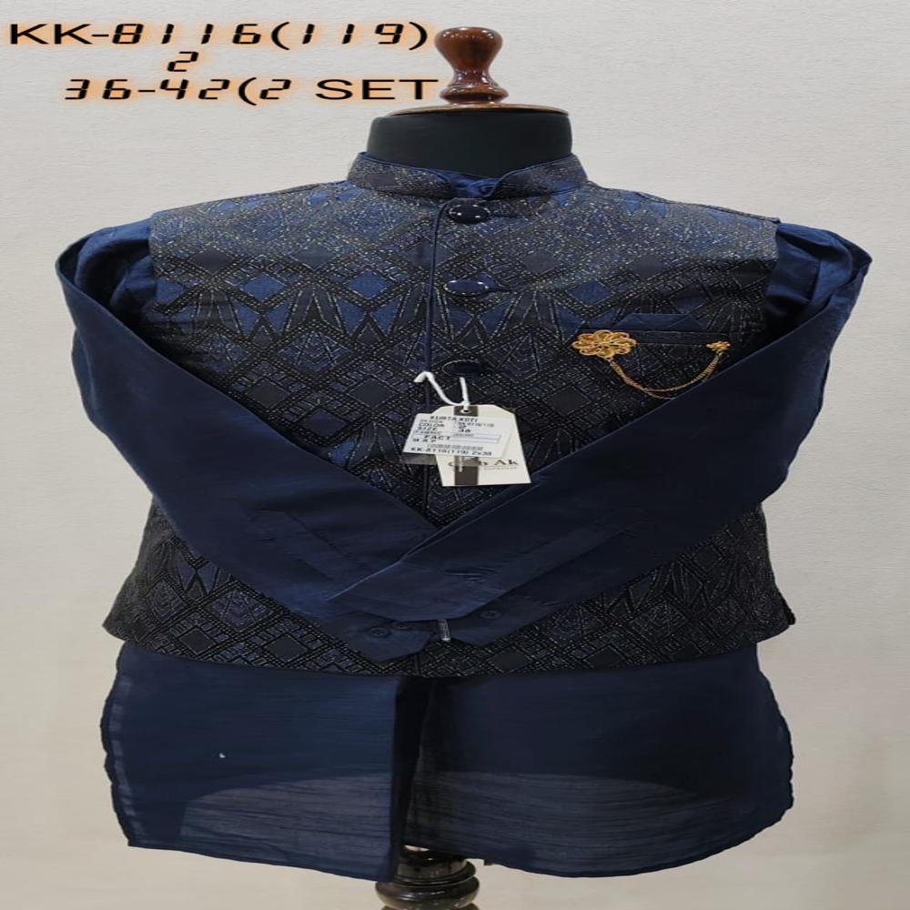 Mens Kurta Koti Set with Geometric Pattern