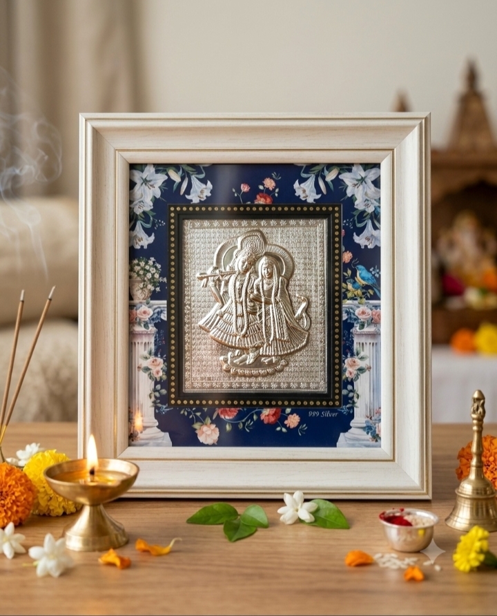 Radha Krishna Silver Photo Frame