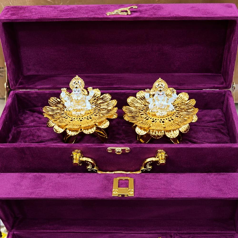 Gold Plated Laxmi Ganesha With Velvet Box
