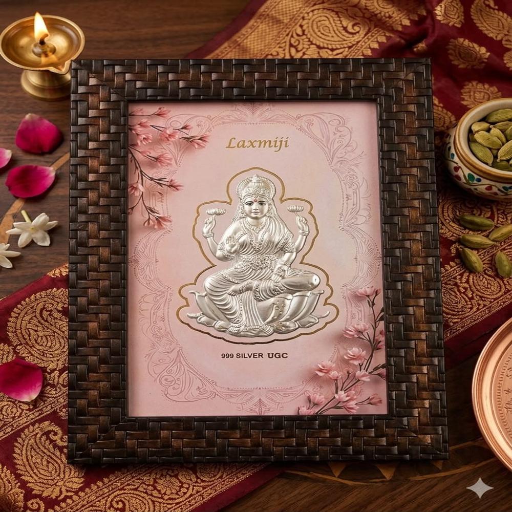 Amazing Laxmi Ji Silver Photo Frame