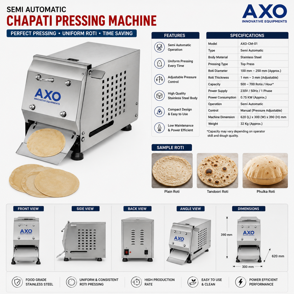Semi Automatic Chapati Making Machine - Application: Hotels