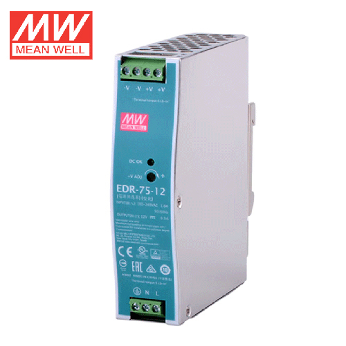 Ndr-75 Series 75W Single Output Industrial Din Rail - Color: Silver With Blue Front