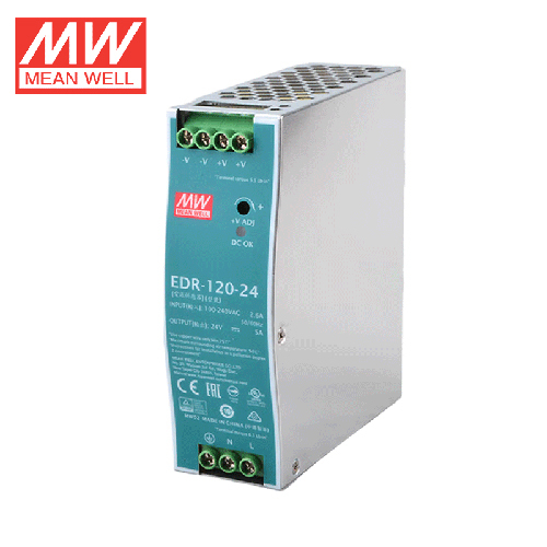 Edr-120-24 Single Output Industrial Din Rail - Color: Metallic Silver With Blue Label
