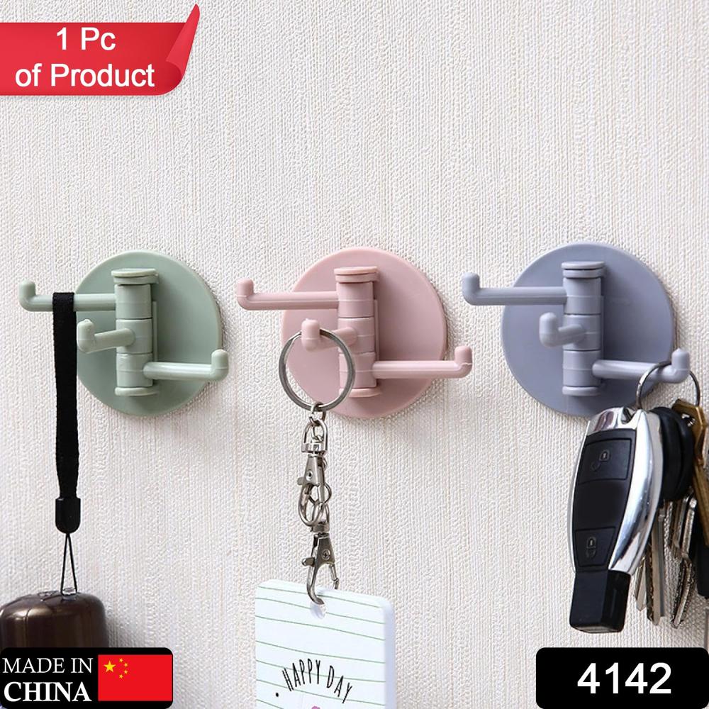 180 Rotating Punch-Free 3-Hook Sticky Hook 1 Pc - Color: Home Improvement