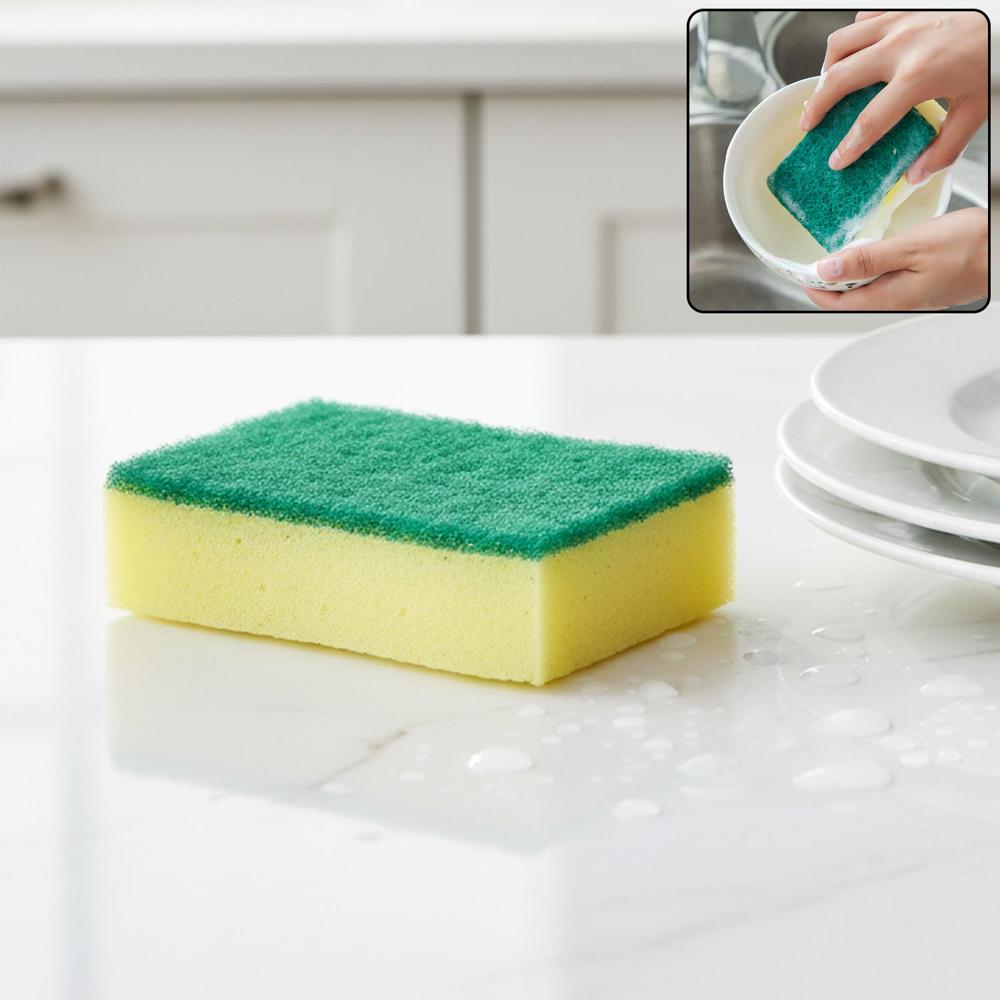 2-In-1 Multi-Purpose Scrub Sponge Wear Resistant Dish & Furniture Cleaner (1 Pc) - Application: As Per Product Requirement