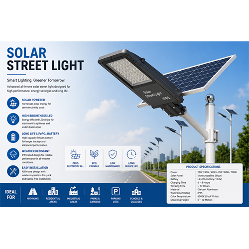Solar Street Lights - Cable Length: Not Applicable (Integrated Unit)