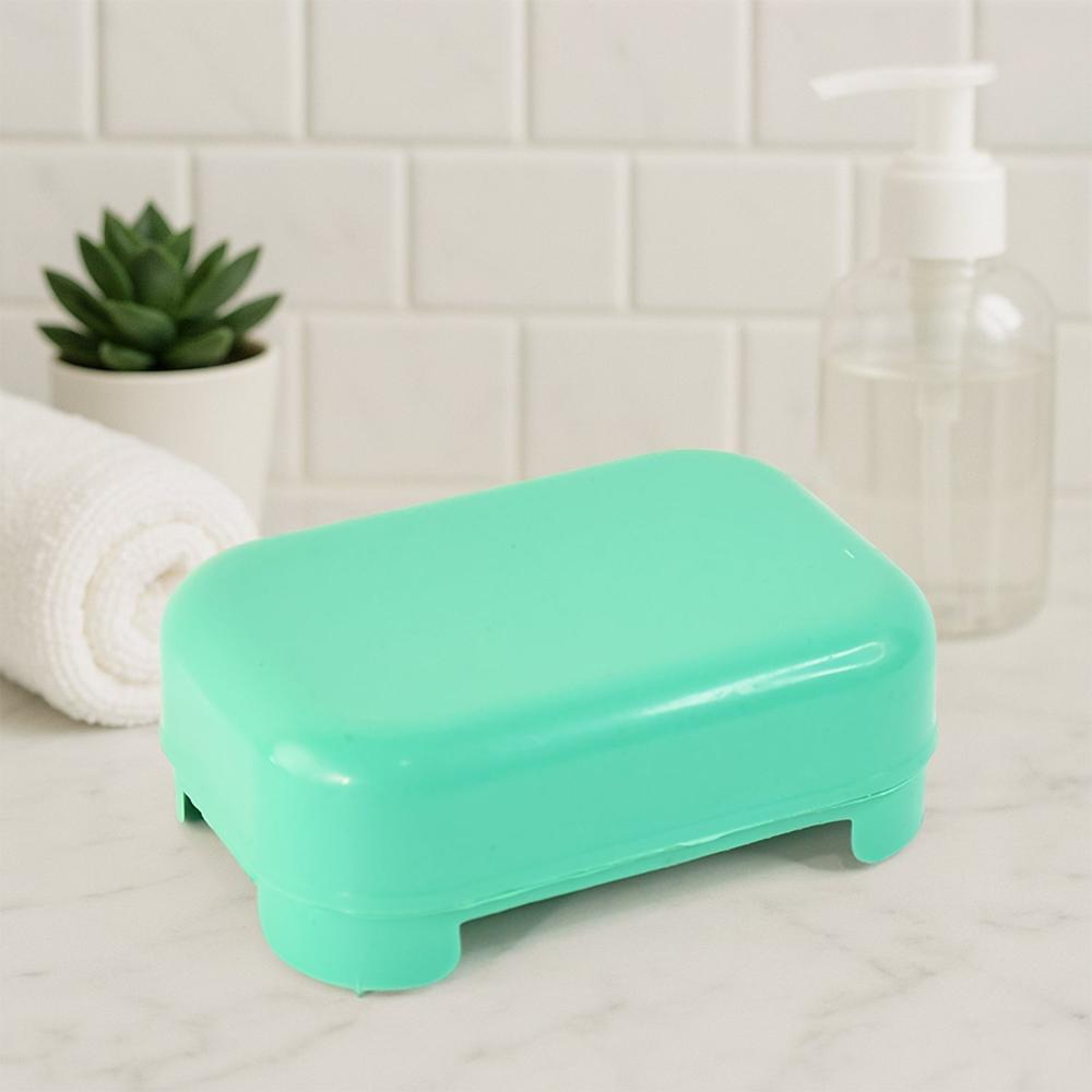 Premium Quality Rectangular Aqua Green Plastic Soap Case (1 Pc) - Application: As Per Product Requirement