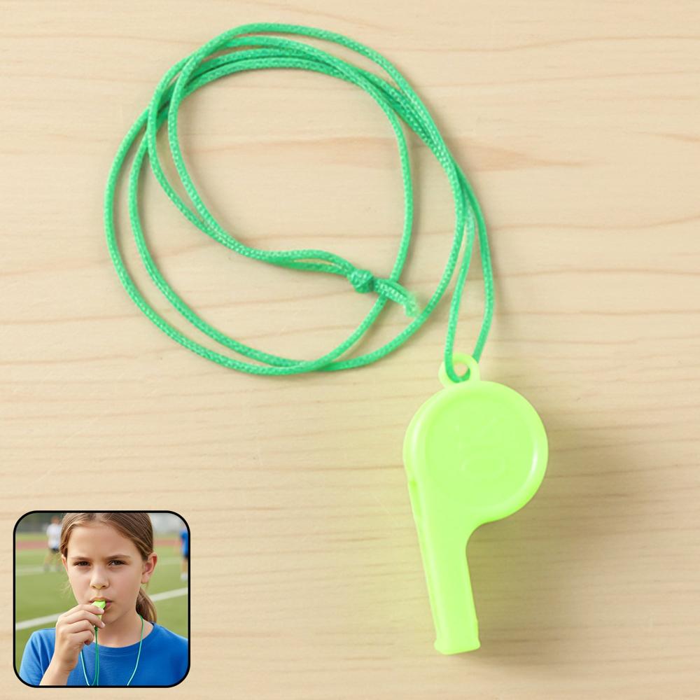 Plastic Sports Whistle With Neck Lanyard Loud Safety Whistle (1 Pc, Mix Color)