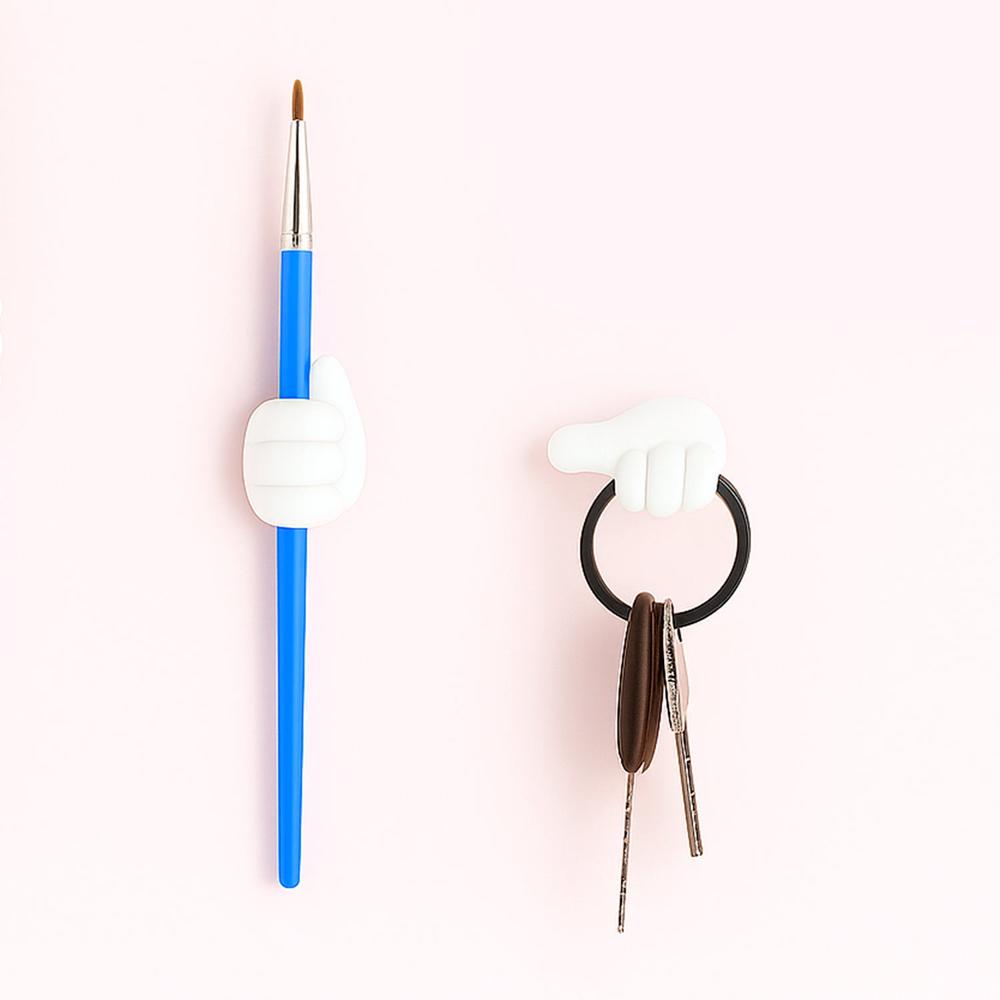 White Multifunctional Multi functional Hand Shape Wall Clip Hanger Keys Cable Holder