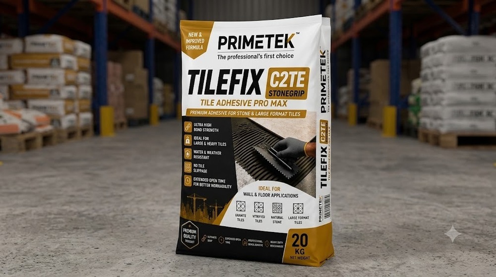 Tilefix C2te Tile Adhesive Pro Max - Cementitious Polymer Mix, 20 Kg, Grey | High Bond, Water Resistant, Slip Resistant, Extended Open Time