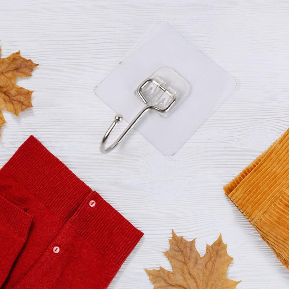 Transparent Large Stainless Steel Self Adhesive Wall Hooks (1 Pc) - Color: Home Improvement
