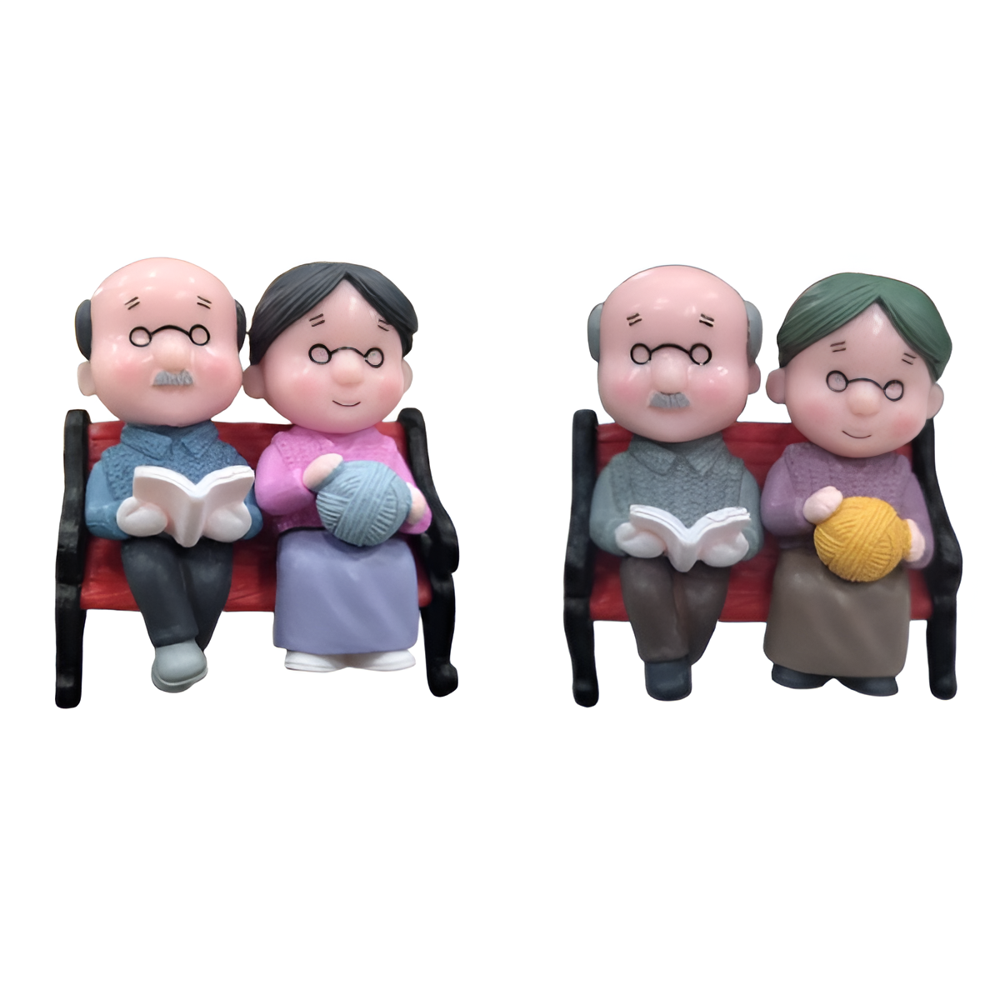 Old Aged Love Couple Sitting on Bench