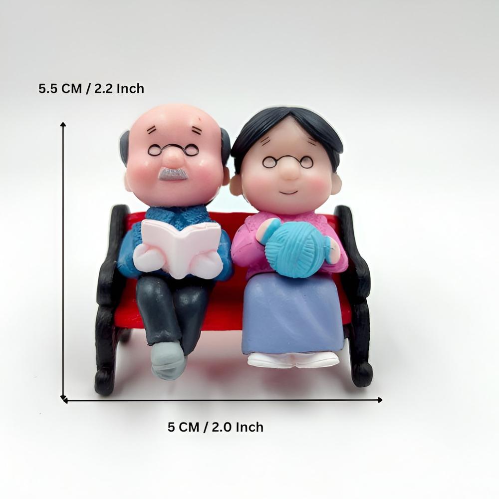 Old Aged Love Couple Sitting on Bench