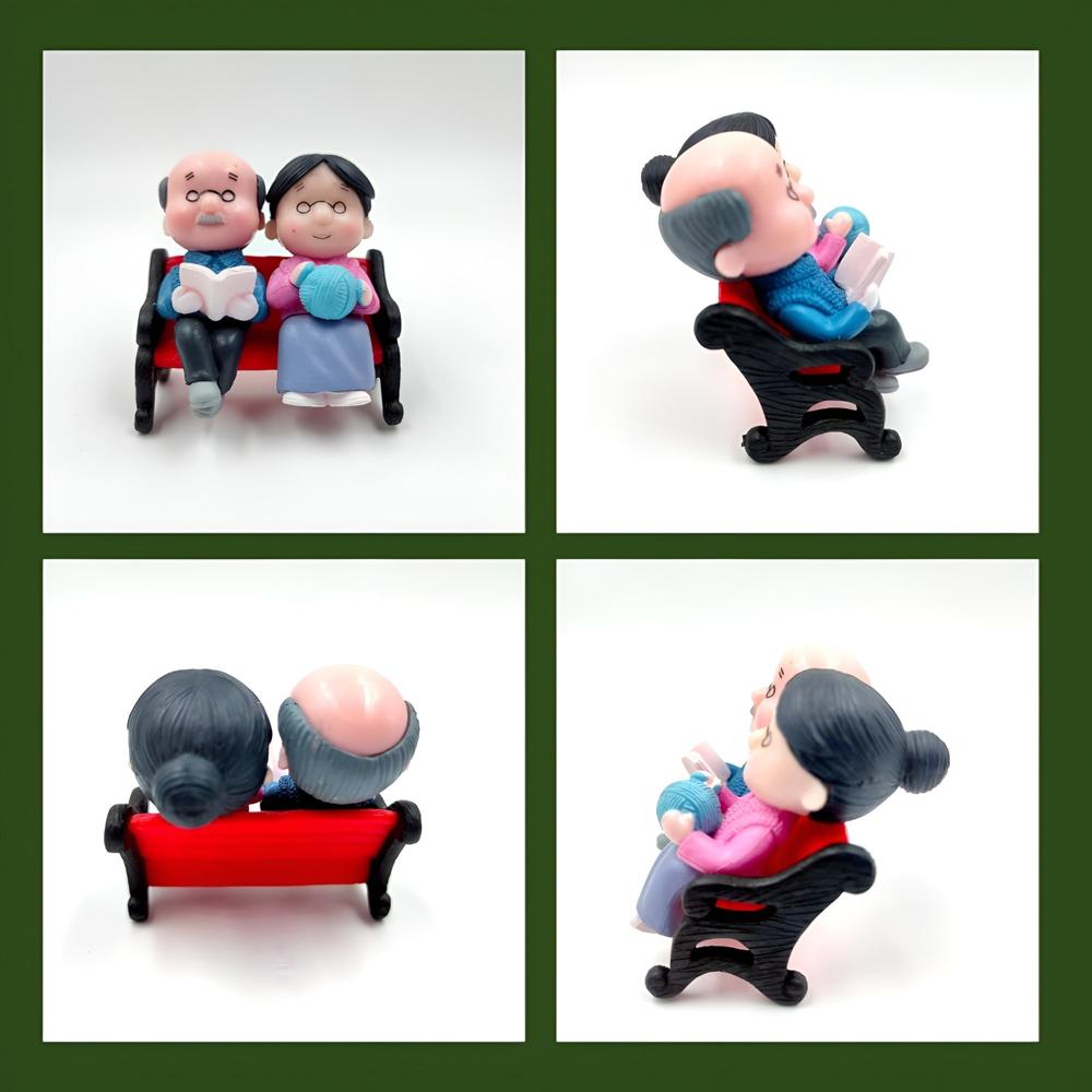 Old Aged Love Couple Sitting on Bench