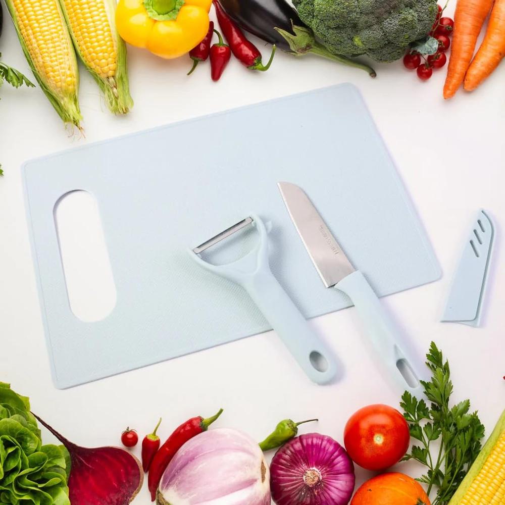 3 IN 1 CHOPPING BOARD KNIFE PEELER SET