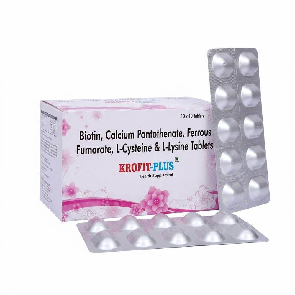 KROFIT-PLUS Biotin , Calcium Pantothenate , Ferrous Fumarate , L-Cysteine & L-Lysine Tablets