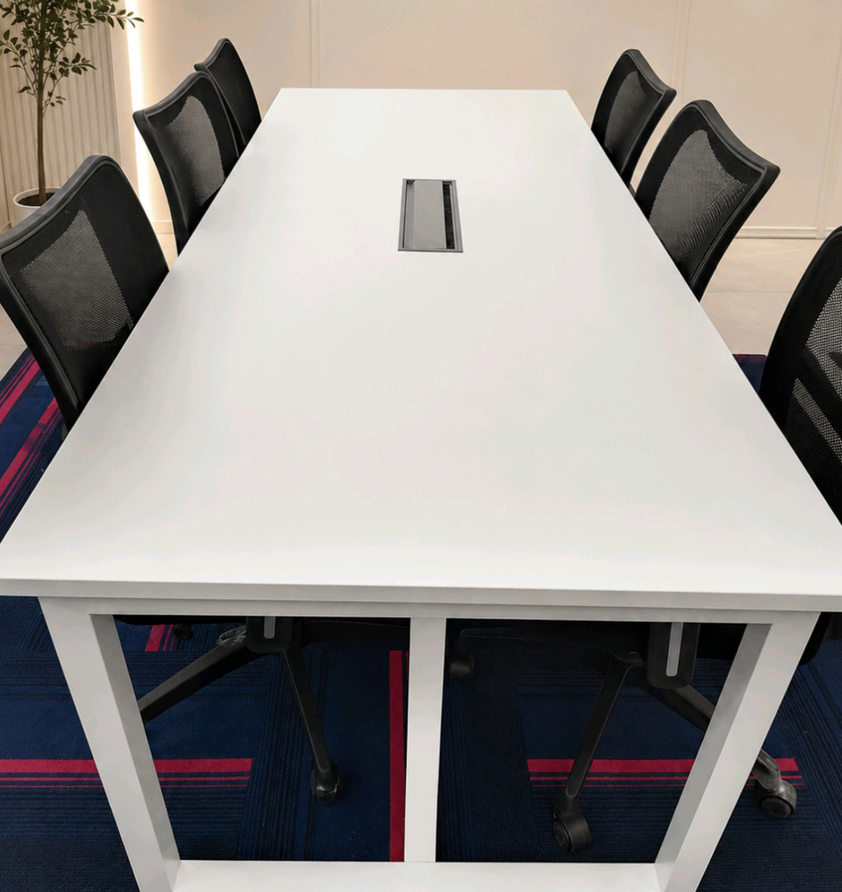 White Rectangular Conference Table