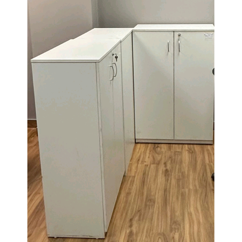Modular White Low Height Storage Cabinet