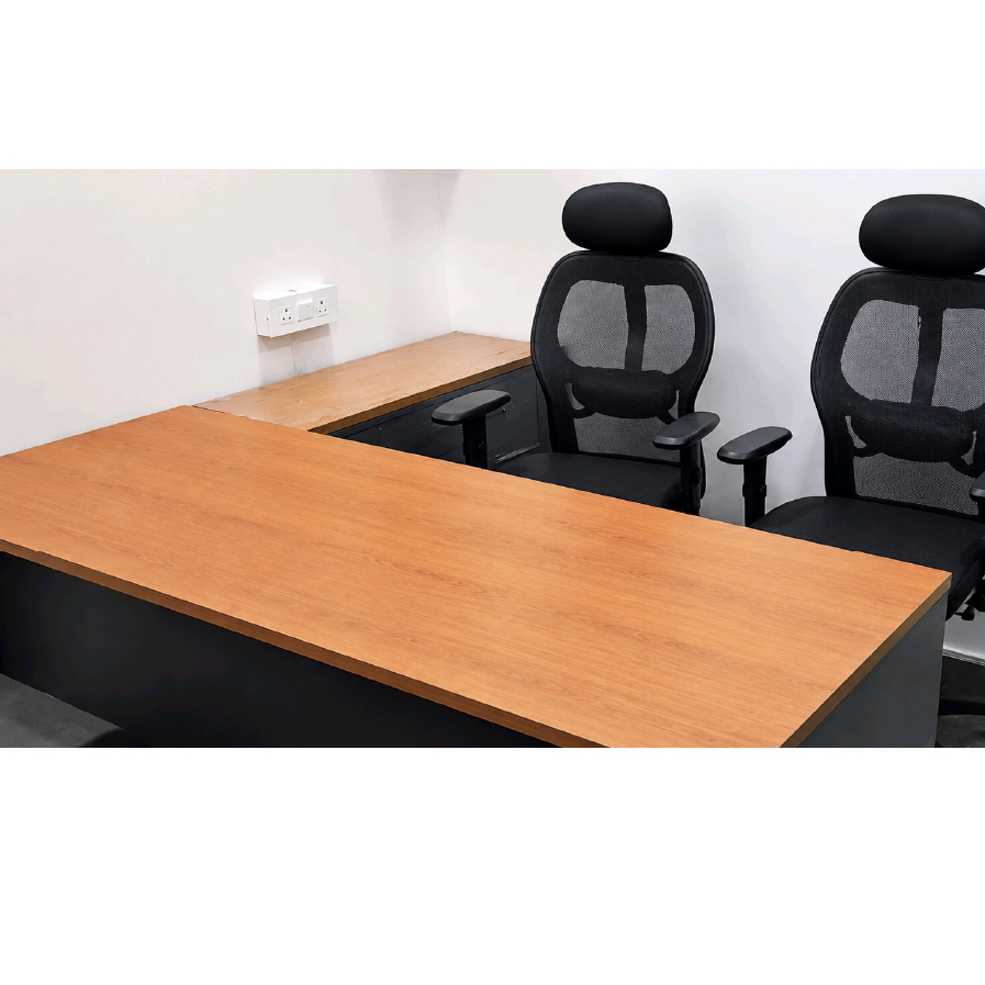 L Shape Wooden Reception Table