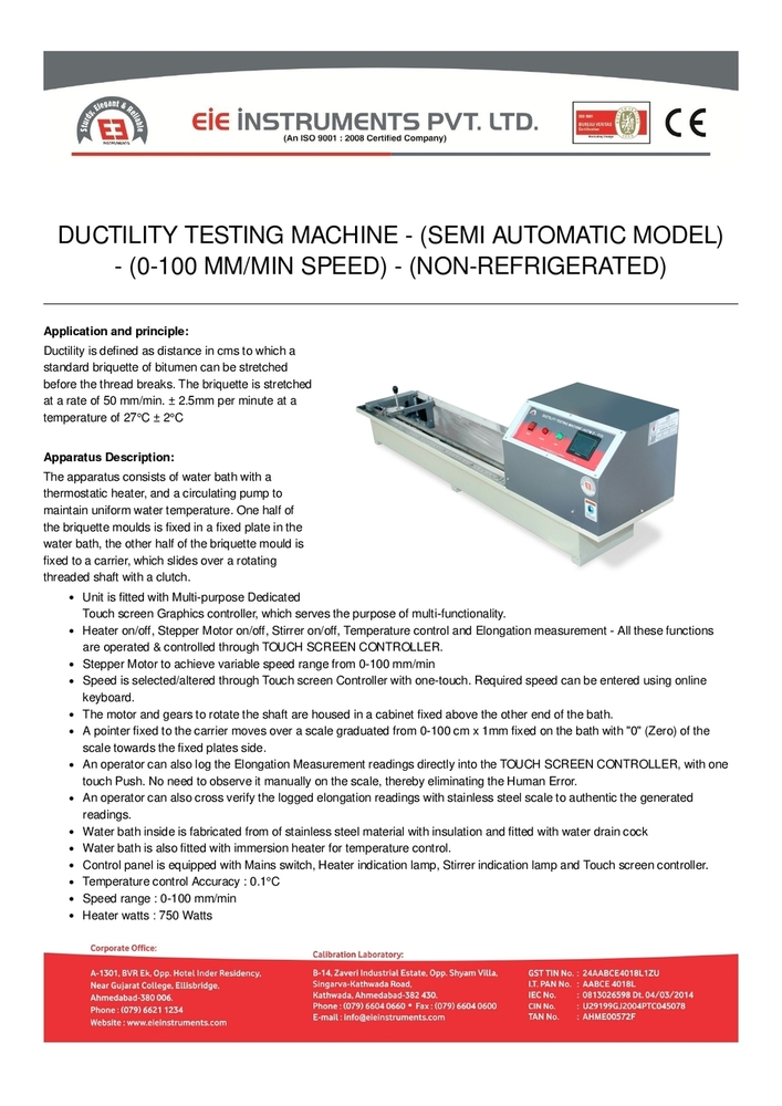 Ductility Testing Machine - Semi Automatic Model - Accuracy: 1