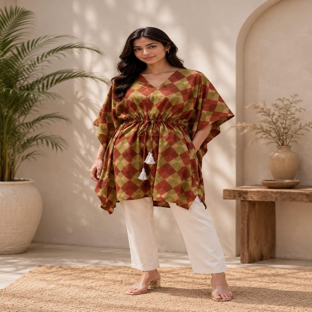 Jaipuri Printed Kaftan - Bust Size: Free Size