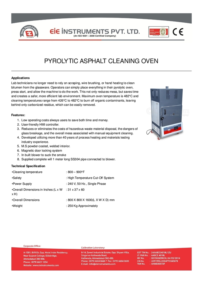 Pyrolytic Cleaning Oven - Power Coated / Painted / Chrome Plated, 31 X 37 X 60 Cm , Fully Automatic Residue Removal System