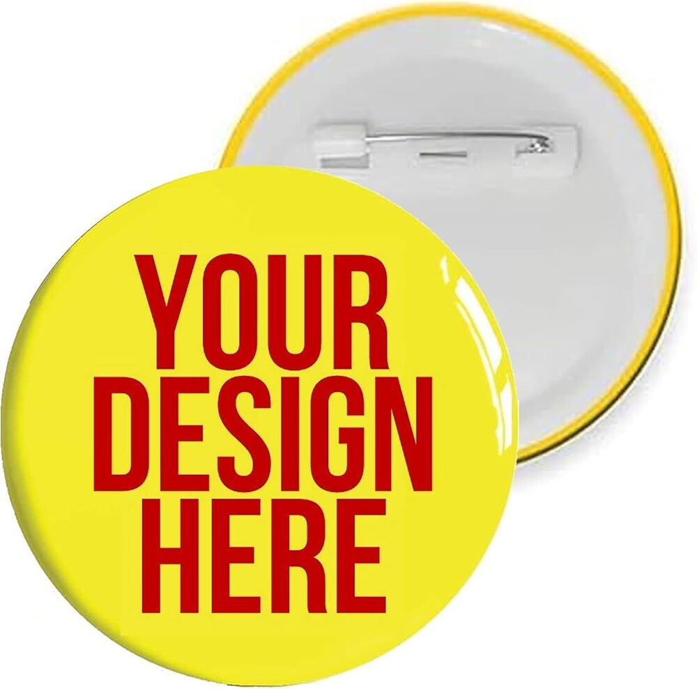 Customized Badges - Brass Zinc Alloy Metal, Custom Size, Multicolor, Glossy Matt Antique Finish, Safety Pin Butterfly Clutch Magnet Attachments, Eco-friendly Durable Rust-proof