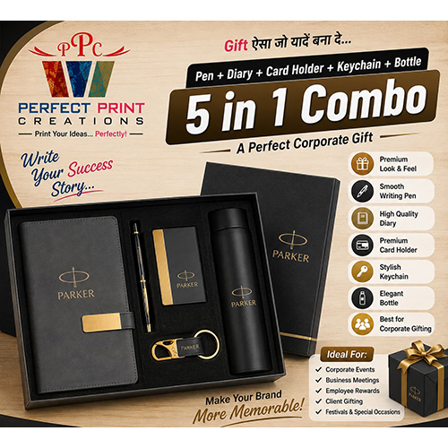 Pen + Diary + Card Holder + Keychain + Bottle 5 in 1 Combo Pack