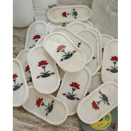 Flower Printed Marble Tray