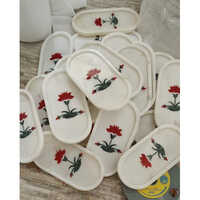 Flower Printed Marble Tray