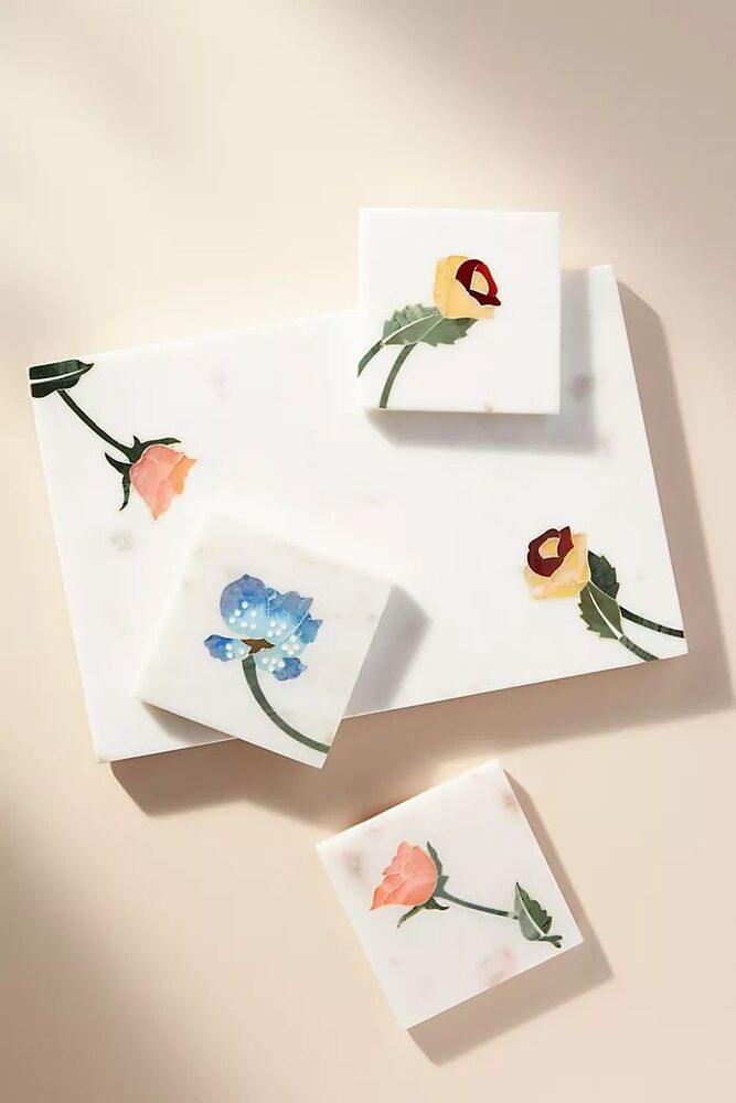 Marble Tray And Coaster Set