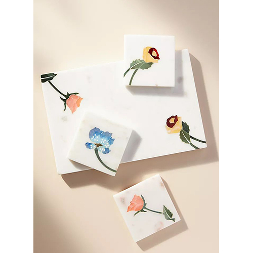 Marble Tray And Coaster Set