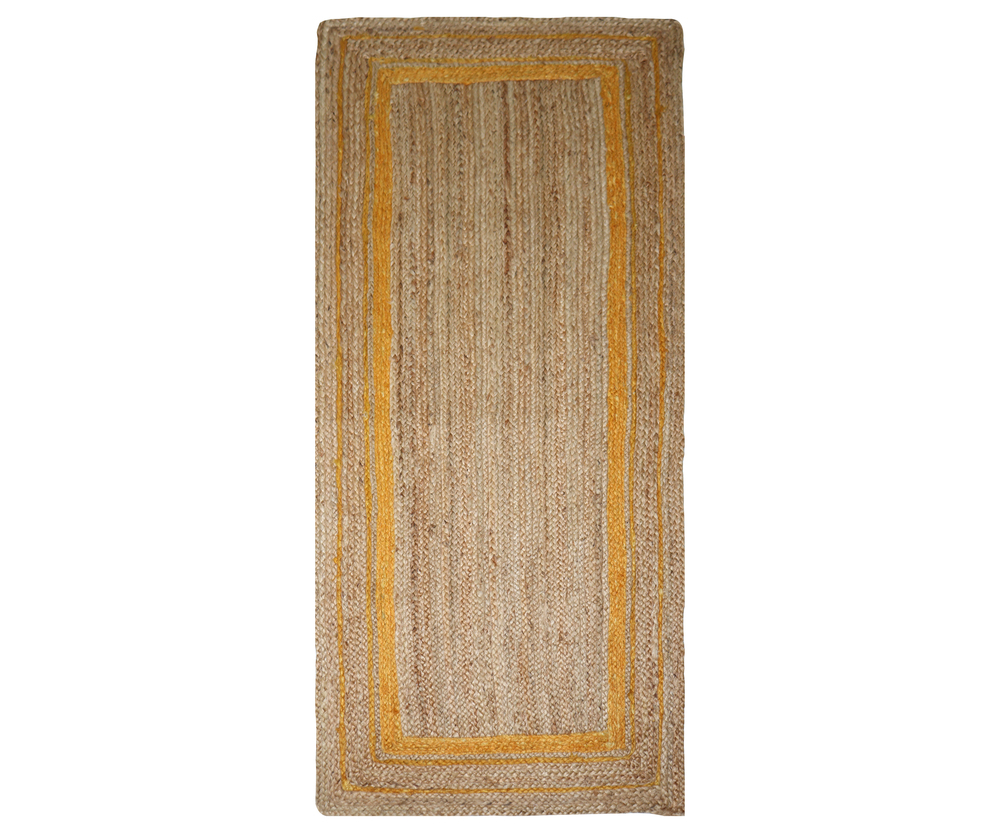 Hand Made braided jute rug yellow