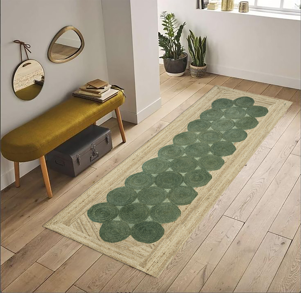 JR55E Green Handwoven Jute Rug
