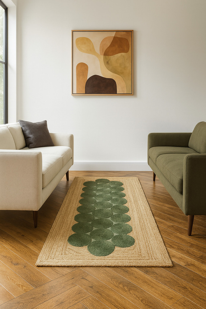 JR55E Green Handwoven Jute Rug