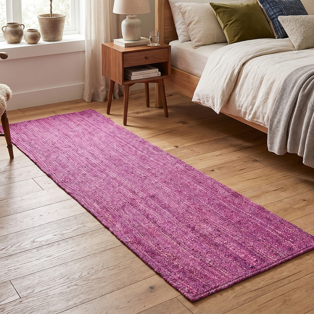 JR02 Purple Hand Braided Jute Runner Rug