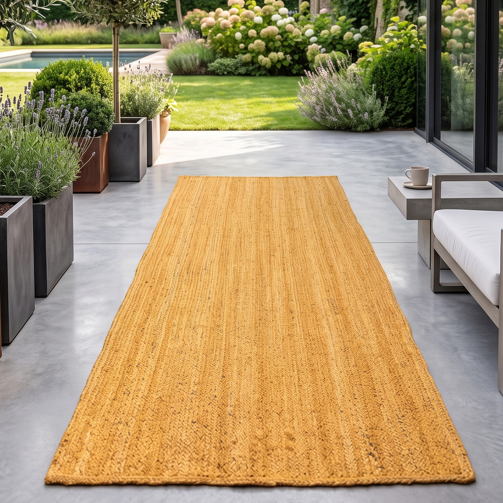 JR02 Yellow Handmade Jute Rug