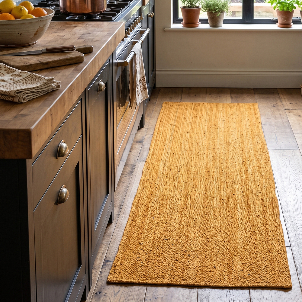 JR02 Yellow Handmade Jute Rug