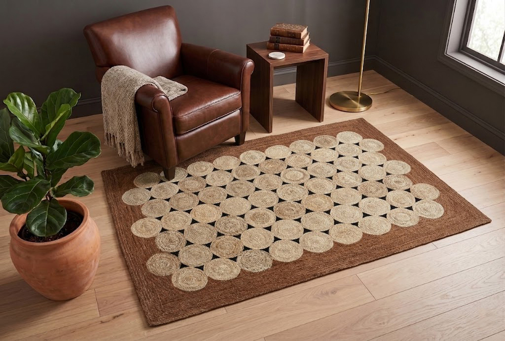 JR55 Brown Handwoven Jute Rug