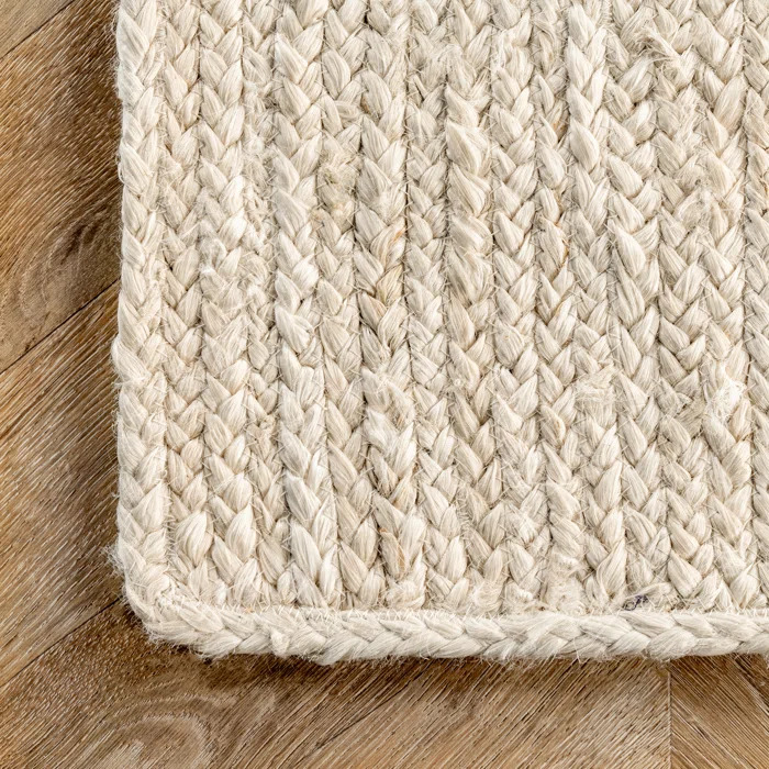 JR02 White Handmade Jute Area Rug
