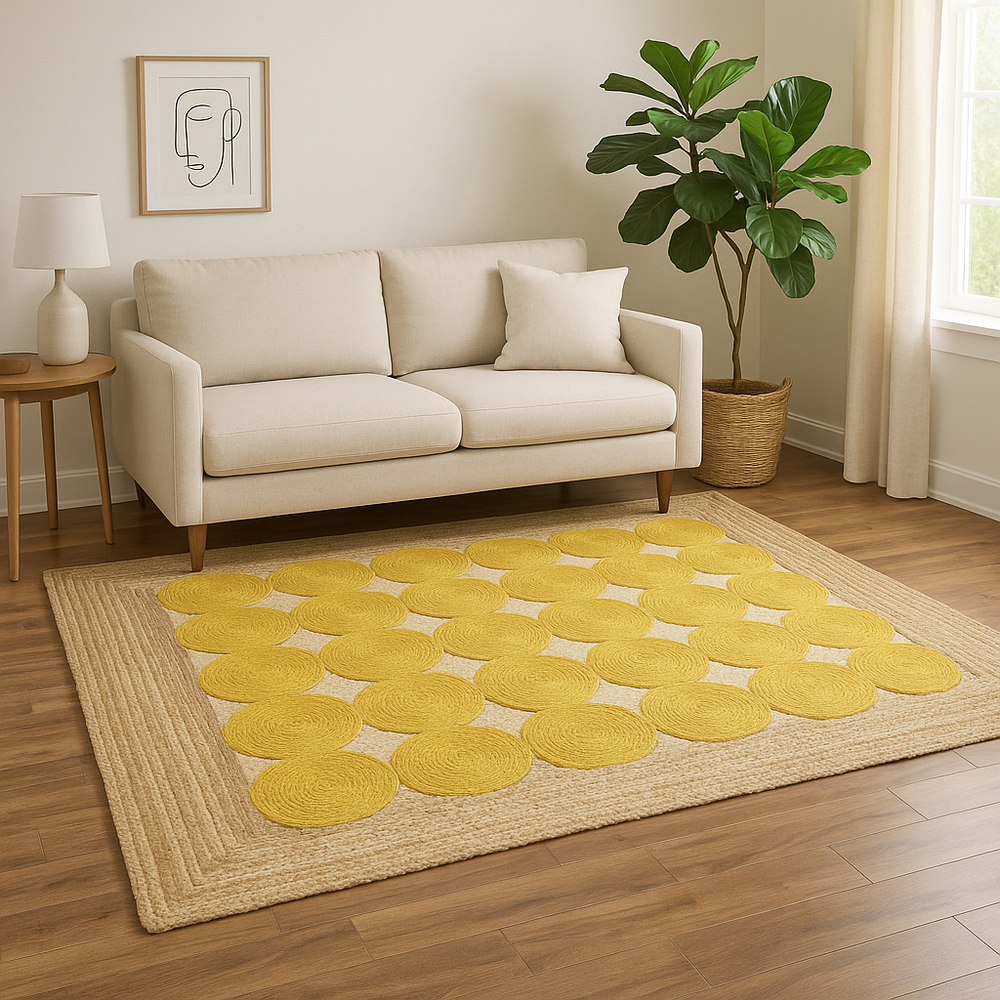 JR55F Yellow Handmade Jute Rug