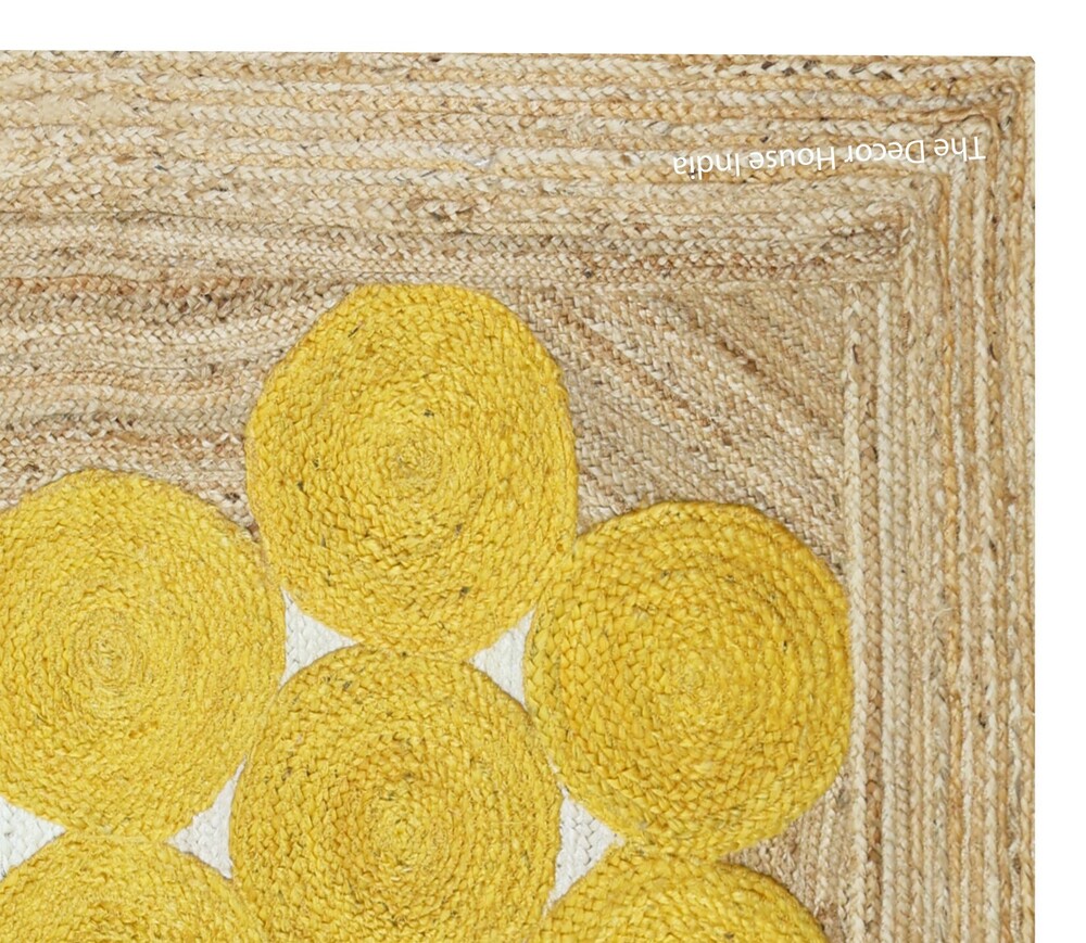 JR55F Yellow Handmade Jute Rug
