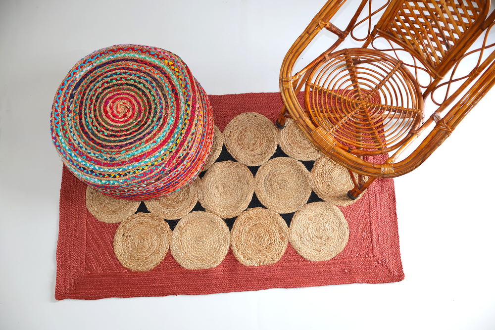 JR55A Red Handwoven Jute Rug