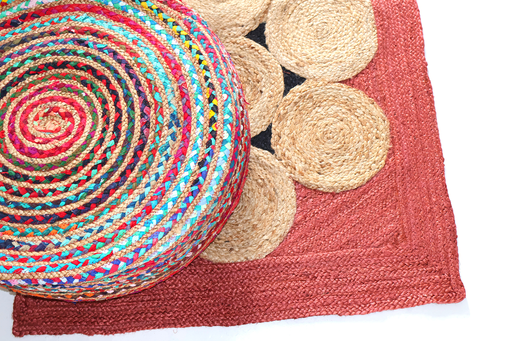 JR55A Red Handwoven Jute Rug