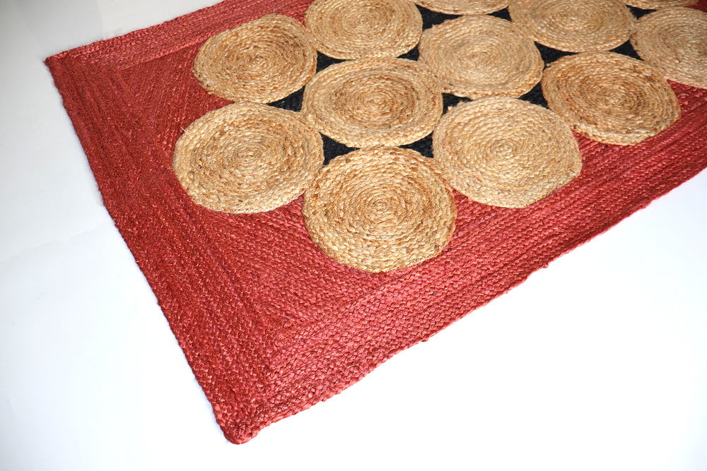 JR55A Red Handwoven Jute Rug