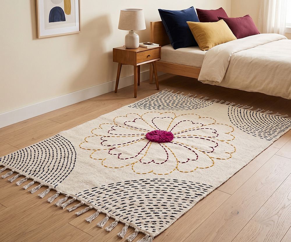 KN02 Hand Block Cotton Kantha Rug
