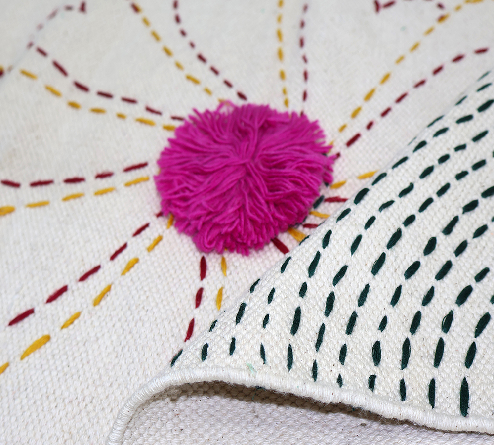 KN02 Hand Block Cotton Kantha Rug