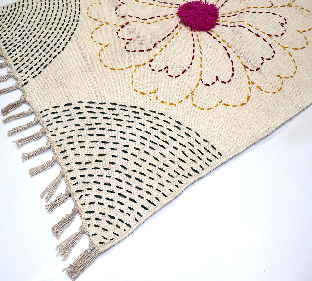 KN02 Hand Block Cotton Kantha Rug