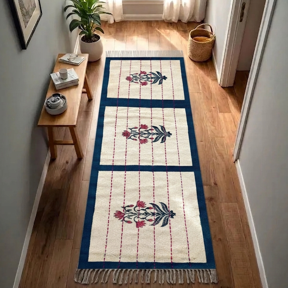 KN05 Handmade Stitched Cotton Kantha Rug